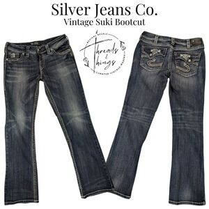Silver Jeans Womens 30 Suki Bootcut Flap Pocket Stud Embroidered Western Y2k VTG